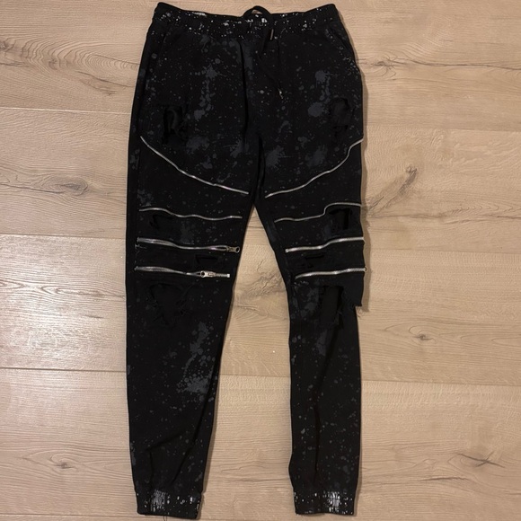 PUNK CARBON Black Cargo Matrix Jeans. Punk Rock Gothic Modern - Picture 1 of 3